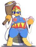  2019 alpha_channel anthro avian beak belly bird bottomless breasts clothed clothing crossgender female front_view full-length_portrait genitals hammer hat headgear headwear hi_res holding_hammer holding_object holding_weapon king_dedede kirby_(series) licking licking_lips licking_own_lips meatboom mtf_crossgender nintendo nipples non-mammal_breasts overweight overweight_anthro overweight_female penguin portrait pussy self_lick simple_background solo standing tongue tongue_out tools transparent_background video_games weapon 