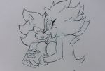  anthro big_breasts bodily_fluids breasts crossgender duo female female/female fleetway_sonic_(character) hi_res mind_control mister_ekiz nipples sonic_the_hedgehog sonic_the_hedgehog_(series) super_sonic sweat tongue tongue_out 