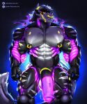 5:6 abs absurd_res anthro artist_name backlighting balls barazoku big_balls big_penis black_body black_nipples black_penis black_sclera cheek_spikes dragon facial_horn facial_piercing facial_spikes fangs foreskin front_view genitals grey_hair grey_horn hair hi_res horn huge_penis humanoid_genitalia humanoid_penis hybrid_genitalia hybrid_penis johnthelewd_art light lighting looking_at_viewer male male_anthro medial_ring medial_ringed_humanoid_penis medial_ringed_hybrid_penis mouth_closed muscular muscular_anthro muscular_male mythological_creature mythological_scalie mythology navel nipple_piercing nipples nose_horn nose_piercing nose_ring nude patreon patreon_logo pecs penis piercing pink_body pink_eyes pink_penis portrait ring_piercing robot_anthro scalie septum_piercing septum_ring simple_background solo spikes spikes_(anatomy) standing teeth text three-quarter_portrait x_logo
