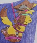 absurd_res anthro anthro_cat arms_tied ball_gag bdsm birthmark blindfold bondage bondage_gear bound clenched_teeth collar colored colored_pencil_(artwork) domestic_cat felid feline felis female fennic_arson fennic_arson(artist) gag gagged hands_behind_back hanging_from_rope hi_res liqid_arson liquid_arson(artist) mammal markings nude nude_anthro nude_female paws penetration restraints rope rope_bondage sex_toy sex_toy_in_vagina sex_toy_insertion sketch_page solo teeth teeth_showing traditional_media_(artwork) vaginal vaginal_penetration vibrator vibrator_in_vagina vibrator_on_pussy wand_vibrator