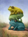  ambiguous_gender amphibian feral fredgray frog grass group oil_painting_(artwork) outside painting_(artwork) traditional_media_(artwork) 