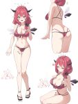  2girls @_@ absurdres anger_vein ass asymmetrical_wings bikini black_bikini black_bow black_sandals blue_eyes bow breasts butt_crack chibi chibi_inset closed_eyes commentary criss-cross_back-straps crystal_wings detached_wings double_halo english_commentary front-tie_bikini_top front-tie_top hair_bow hair_over_shoulder hakos_baelz halo heterochromia highleg highleg_bikini highres hololive hololive_english holonatsu_paradise horns irys_(hololive) irys_(holonatsu_paradise)_(hololive) large_breasts layered_bikini low_ponytail median_furrow mini_wings mismatched_wings multicolored_hair multiple_girls multiple_views navel o-ring o-ring_bikini official_alternate_costume open_mouth pink_bikini pointy_ears ponytail purple_eyes purple_hair purple_wings red_hair sandals simple_background sitting standing star_halo stomach streaked_hair swimsuit vanillafox2035 virtual_youtuber wavy_mouth white_background white_wings wings 