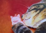  ambiguous_gender domestic_cat duo eyes_closed felid feline felis feral giselle-m licking mammal oil_painting_(artwork) painting_(artwork) realistic tongue tongue_out traditional_media_(artwork) whiskers 