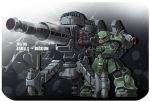  aiming character_name gun gundam gundam_thunderbolt highres holding holding_gun holding_weapon looking_ahead mecha no_humans one-eyed red_eyes sibelurabbi solo spikes turret weapon zaku_ii zeon 