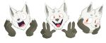  absurd_res anthro canid canine canis character_name:klorklongen claws disembodied_hand draga fangs hi_res looking_at_viewer male mammal peace_signs reaction_image smiling_at_viewer solo were werecanid werecanine werewolf wolf 