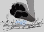  2020 4_toes ambiguous_domination ambiguous_gender ambiguous_species anthro barefoot beherit biped black_pawpads blue_and_grey blue_lines canid canine claws crush digital_drawing_(artwork) digital_media_(artwork) domination duo faceless_ambiguous faceless_anthro faceless_character fainted fainting fluffy fluffy_tail foot_shot footprint fur fur_tuft grey_background greyscale head_tuft hindpaw humiliating humiliation impact larger_ambiguous larger_anthro line_art looking_up low-angle_view lying macro male mammal micro micro_focus midair monochrome moonlight_(ramsusxiii) motion_lines nude on_back on_ground open_mouth pawpads pawprint paws rubble sadism side_view simple_background size_difference sketch smaller_anthro smaller_male solo_focus standing stepped_on stepping stomped stomping three-quarter_view toes toony tuft unfinished walking white_claws 
