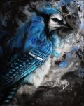  4:5 acrylic_painting_(artwork) ambiguous_gender avian bird blue_body blue_eyes blue_feathers blue_jay corvid feathers feral jay_(bird) luxdani new_world_jay oil_painting_(artwork) oscine painting_(artwork) passerine solo traditional_media_(artwork) 