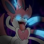  1:1 absurd_res eeveelution feral glowing glowing_eyes hi_res imminent_vore male mouth_shot nintendo oc:sliver open_mouth pok&eacute;mon pok&eacute;mon_(species) ribbons sliverthesylvy solo sylveon video_games vore 