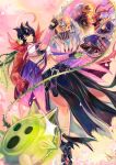  1girl 4boys absurdres banchogolemon bancholeomon bancholilimon banchomamemon banchostingmon black_gloves black_skirt breasts digimon digimon_(creature) fingerless_gloves gloves green_hair group_picture highres jacket large_breasts long_hair midriff multiple_boys navel plant_hair red_jacket shirt skirt solo_focus thorns trait_connection white_shirt yo-yo zeroarmsgrani 