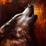  1:1 ambiguous_gender black_lips canid canine canis eyes_closed feral fur grey_body grey_fur howl lips luxdani mammal oil_painting_(artwork) painting_(artwork) solo traditional_media_(artwork) wolf 