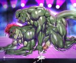 6:5 absurd_res all_fours anal anal_penetration anthro anthro_on_anthro anthro_penetrated anthro_penetrating anthro_penetrating_anthro artist_name balls barazoku bared_teeth bodily_fluids cum cum_in_ass cum_inside cum_on_ground cum_splatter cumshot dinosaur duo ejaculation erection eyes_closed foreskin from_behind_position genital_fluids genitals glans green_balls green_body green_penis green_tail grin hair hi_res humanoid_genitalia humanoid_penis johnthelewd_art male male/male male_penetrated male_penetrating male_penetrating_male mohawk muscular muscular_anthro muscular_male nude patreon patreon_logo pecs penetration penile penile_penetration penis penis_in_ass prehistoric_species red_glans red_hair reptile retracted_foreskin scalie sex short_hair side_view smile tail text x_logo