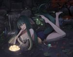  barefoot dress flowers green_hair long_hair original seorang tail water 