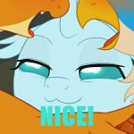  &gt;:3 1:1 :3 arthropod avian beak blue_body blue_feathers blush changeling dragon fangs feathers female fingers friendship_is_magic gallus_(mlp) gryphon half-closed_eyes hasbro hi_res kissing male marenlicious my_little_pony mythological_avian mythology narrowed_eyes ocellus_(mlp) orange_body smolder_(mlp) tan_body tan_feathers text tongue 