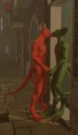  3d_(artwork) absurd_res anthro digital_media_(artwork) dragon duo hand_holding hi_res j&amp;b kissing love male nude public redd(j&amp;b) relationship scalie valentine(j&amp;b) 