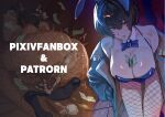  1girl absurdres after_sex animal_ears ass back bare_shoulders bed between_breasts black_hair blue_bow blue_bowtie blue_jacket blue_leotard blue_nails blush bow bowtie breasts cicada_(nnakqr5n6q9p2ht) cleavage collar commentary_request condom cum cum_on_ass cum_on_body cumdrip fake_animal_ears female_ejaculation female_pubic_hair fishnet_thighhighs fishnets guilty_gear guilty_gear_strive hair_between_eyes hetero high_heels highres indoors jacket large_breasts leotard lying money money_between_breasts multicolored_hair on_bed on_stomach open_clothes open_jacket paid_reward_available pillow playboy_bunny prostitution pubic_hair rabbit rabbit_ears red_bow red_bowtie red_eyes short_hair solo steam steaming_body streaked_hair sweat sweatdrop thick_thighs thigh_gap thighhighs thighs tomboy top-down_bottom-up unika_(guilty_gear) used_condom white_collar wrist_cuffs 