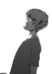  1boy artist_name collarbone commission english_commentary facial_hair from_side hair_over_eyes highres kaneki_profile_picture leaning_back looking_up meme monochrome parody parted_lips scooby-doo shaggy_rogers solo stubble tokyo_ghoul tokyo_ghoul:re tyrone white_background 