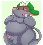  2020 animal_crossing anthro balls belly big_top_(animal_crossing) blush elephant elephantid erection genitals hi_res kemono kusosensei male mammal moobs nintendo overweight overweight_anthro overweight_male penis proboscidean simple_background small_penis solo video_games 