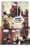  absurd_res anthro apron blake_(thepurp) bodily_fluids book bottomless bottomless_male butt canid canine canis cervine clothed clothing comic deer desk dialogue dobermann domestic_dog finn_(thepurp) furniture group hi_res lagomorph leporid luca_(thepurp) male mammal muscular muscular_male nervous pinscher rabbit sika_deer speech_bubble sweat table thepurp topwear trio vest worried yelling 