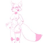  2019 5_fingers absurd_res animatronic anthro balls bodily_fluids breasts canid canine cheek_tuft condom cum cum_string eyebrows eyewear facial_tuft fangs fingers five_nights_at_freddy&#039;s five_nights_at_freddy&#039;s_2 fluffy fluffy_tail fox genital_fluids genitals glasses gynomorph half-closed_eyes hi_res intersex lipstick machine makeup mammal mangle_(fnaf) monochrome narrowed_eyes navel nipples penis pink_and_white raised_eyebrow robot sexual_barrier_device tuft unknown_artist video_games 
