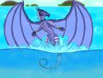 dragon fan_character female feral hi_res hybrid jewelry mythological_creature mythological_scalie mythology rainwing_(wof) scalie seawing_(wof) shadeominus solo splashing_water tetra_(shadeominus) water wings_of_fire