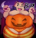  2020 anthro belly cute_fangs halloween halloween_costume hi_res holidays inigo_(kusosensei) kemono kusosensei male mammal moobs moon night nipples obese obese_anthro obese_male overweight overweight_anthro overweight_male solo ursid 