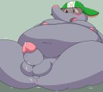  2020 animal_crossing anthro anus balls belly big_top_(animal_crossing) blush bodily_fluids butt cum elephant elephantid erection genital_fluids genitals hi_res kemono kusosensei male mammal moobs nintendo nipples obese obese_anthro obese_male overweight overweight_anthro overweight_male penis proboscidean solo video_games 