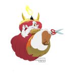  big_breasts big_butt breasts butt cleavage clothed clothing female fire hair hair_over_eye hekapoo hi_res horn horned_humanoid humanoid not_furry one_eye_obstructed panties red_hair roumgu scissors simple_background solo star_vs._the_forces_of_evil thong underwear white_background 