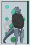  2:3 absurd_res anthro black_clothing black_hoodie black_topwear briefs briefthief bulge clothing drawyourfursona hi_res hoodie hoodie/briefs_meme lizard male meme meme_clothing reptile scalie simple_background solo standing topwear underwear white_clothing white_underwear 