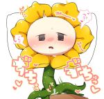  &lt;3 anal anal_penetration blush bodily_fluids cum cum_in_ass cum_inside cum_leaking duo elemental_creature first_person_view flora_fauna flowey_the_flower genital_fluids genitals green_body half-closed_eyes head_on_pillow japanese_text looking_at_viewer male male/male male_penetrated male_penetrating male_penetrating_male narrowed_eyes not_furry penetration penis petals pillow plant ringo_ut small_penis sweat text undertale video_games yellow_petals 