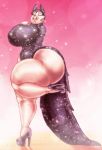  big_breasts big_butt black_clothing black_dress breasts butt clothed clothing domestic_pig dress female huge_breasts huge_butt illumination_entertainment mammal nipples pink_body rosita_(sing) sing_(movie) solo suid suina sus_(pig) xtrent968 