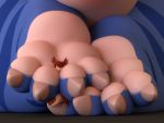  3d_(artwork) 4:3 ambiguous_gender blue_body colored countershading dezil_(tooeks) digital_media_(artwork) dragon duo feet head_fur hi_res humanoid lying macro micro nude on_front red_body shaded size_difference smile striped_body striped_legs stripes tan_body toes tooeks 
