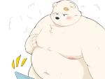  2020 anthro belly blush bodily_fluids fur hi_res kemono kwzu male mammal moobs navel nipples overweight overweight_anthro overweight_male simple_background solo sweat ursid white_background white_body white_fur 