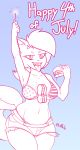  anthro between_breasts biffalo blue_background bottomwear breasts burger clothing dialogue domestic_cat felid feline felis food head_horn hi_res mammal shorts simple_background siren_(biffalo) solo tongue tongue_out wide_hips 