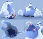  3d_(artwork) ambiguous_gender anthro belly big_butt blue_belly blue_body butt countershade_tail countershade_torso countershading dezil_(tooeks) digital_media_(artwork) dragon duo eyes_closed featureless_feet flat_chested flattened hi_res horn legendary_pok&eacute;mon lugia multicolored_body multicolored_tail nintendo nude obese obese_ambiguous open_mouth overweight overweight_ambiguous pok&eacute;mon pok&eacute;mon_(species) shaded simple_background sitting slightly_chubby stepped_on striped_arms striped_body striped_legs striped_tail stripes thick_tail thick_thighs tongue tongue_out tooeks video_games white_body wide_hips 