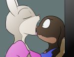  anthro clothed clothing disney duo eyes_closed female female/female hi_res judy_hopps lagomorph leporid mammal oral_vore rabbit rabbitinafoxden simple_background story story_in_description vore zootopia 