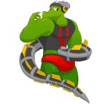  1:1 alpha_channel anthro beanie briefs clothed clothing cybernetics hat headgear headphones headwear latch lethal_league machine male metal_tail muscular muscular_anthro muscular_male notkastar prosthetic reptile scalie signature solo text topwear underwear 
