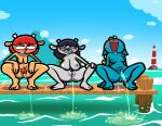 anthro beach big_breasts black_hair blonde_hair blue_body blue_fur blush bodily_fluids bovid breasts caprine crouching docks domestic_cat felid feline felis female female_peeing fur genital_fluids genitals grey_body grey_fur group hair hi_res horn katy_kat lammy_lamb lighthouse mammal moan nipples nude nude_anthro nude_female orange_body orange_fur parappa_the_rapper peeing peeing_in_water peeing_outdoor peeing_outside pubes public_urination rammy_lamb red_hair red_pubes relieved sea shaved sheep sony_corporation sony_interactive_entertainment theenfman thepnfman trio um_jammer_lammy urine urine_stream vulva water watersports