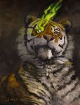  aaron_miller ambiguous_gender colored_fire felid feral fire green_fire mammal oil_painting_(artwork) painting_(artwork) pantherine solo tiger traditional_media_(artwork) 