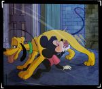  anthro bestiality canid canine canis disney domestic_dog duo female feral hi_res male male/female mammal minnie_mouse mouse murid murine pluto_(disney) rodent wugi 