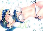  aqua_eyes artoria_pendragon_(all) bikini blonde_hair blue_eyes fate/grand_order fate_(series) hat long_hair mysterious_heroine_xx_(foreigner) nogi_takayoshi ponytail swimsuit towel waifu2x water white wink 