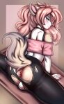 absurd_res anal anthro anus balls blue_eyes blush bottomless bottomwear butt butt_focus canid canine clothed clothing crossdressing digital_media_(artwork) femboy fluffy fluffy_tail fox genitals hair hi_res leggings legwear long_hair looking_at_viewer makeup male mammal pants pink_clothing pink_hair pinup pose presenting rear_view rogbiejoke solo sport sportswear tail tasteful tender tight_clothing tired torn_bottomwear torn_clothing torn_legwear torn_pants yoga yoga_pants yoga_top