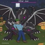 3_heads black_body blep claws clothing clothing_pull dragon duo ender_dragon female feral food fruit halloween hand_on_head hay hay_bale hi_res holidays human jean_(minecraft) larger_feral looking_at_another looking_at_partner male mammal microsoft minecraft mojang multi_head mythological_creature mythological_scalie mythology night open_mouth plant pumpkin purple_eyes scalie size_difference spread_wings steve_(minecraft) strohdelfin tongue tongue_out wings wither_(minecraft) xbox_game_studios zombie_(minecraft)