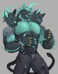 2024 3_heads abs anthro arm_spines beard belt big_muscles big_pecs black_body black_bottomwear black_clothing black_fur black_gloves black_handwear black_pants black_scales black_topwear black_vest bottomwear canid canid_demon canine cerberus cerberus_(fortnite) claws clothed clothing demon epic_games european_mythology expired_butter eye_scar facial_hair facial_scar finger_claws fingerless_gloves fortnite fur gloves glowing glowing_eyes gold_buckle greek_mythology grey_background grey_clothing grey_underwear hair handwear hellhound hi_res living_tail male mammal multi_head multicolored_body multicolored_fur muscular muscular_anthro muscular_male mythological_canine mythological_creature mythology navel open_belt open_clothing open_topwear open_vest pants pecs reptile scales scalie scar simple_background snake snake_tail solo streetwear tail teal_body teal_eyes teal_fur teal_hair teal_inner_ear teal_nose techwear topwear two_tone_body two_tone_fur underwear unusual_anatomy unusual_tail vest zipper_down