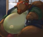  2020 anthro asian_clothing belly blush brown_body brown_fur canid canine clothed clothing east_asian_clothing fundoshi fur hi_res japanese_clothing kemono kuroneko_coffee male mammal navel night obese obese_anthro obese_male outie_navel overweight overweight_anthro overweight_male raccoon_dog sitting solo tanuki underwear 
