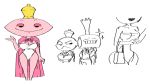  2020 big_head cape clothed clothing colored_sketch crown eyeshadow female for_a_head geometria_(series) geometrian_(species) group humanoid king_leib_(shirtbusters) makeup male not_furry object_head pink_body pink_cape pink_clothing pink_skin queen_hypa_(shirtbusters) shirtbusters simple_background sketch swimwear toony white_background white_clothing 