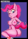  anthro breasts butt clothing female footwear footwear_only friendship_is_magic hair hasbro mostly_nude my_little_pony nativefall nippels nude pink_body pink_hair pinkie_pie_(mlp) shoes shoes_only sitting solo thick_thighs 