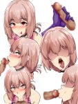  1boy 1girl :p bangs blush breasts censored choker competition_swimsuit elbow_gloves fate/grand_order fate_(series) fellatio florence_nightingale_(fate/grand_order) gloves handjob heart heart-shaped_pupils hetero highres huge_breasts lips long_hair male_pubic_hair mon_(manarestra) mosaic_censoring one-piece_swimsuit open_mouth oral penis pink_hair pubic_hair purple_gloves purple_swimsuit red_eyes saliva shaded_face simple_background smile swimsuit symbol-shaped_pupils tongue tongue_out white_background 