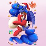  1:1 2020 absurd_res blue_body blue_eyes christmas clothing cutie_mark equid equine female friendship_is_magic gift hasbro hat headgear headwear hi_res holidays huge_filesize looking_at_viewer mammal my_little_pony pridark princess_luna_(mlp) sack santa_hat solo tongue tongue_out 