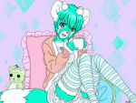  4:3 ailurid anime anthro clothing cosplay cute_expression female hatsune_miku legwear mammal mimechan pastel red_panda redpanda soft solo thick_thighs thigh_highs vocaloid 