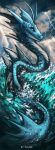  2020 ambiguous_gender blue_body blue_scales day detailed_background digital_media_(artwork) feral flashw leviathan outside partially_submerged scales sky solo 